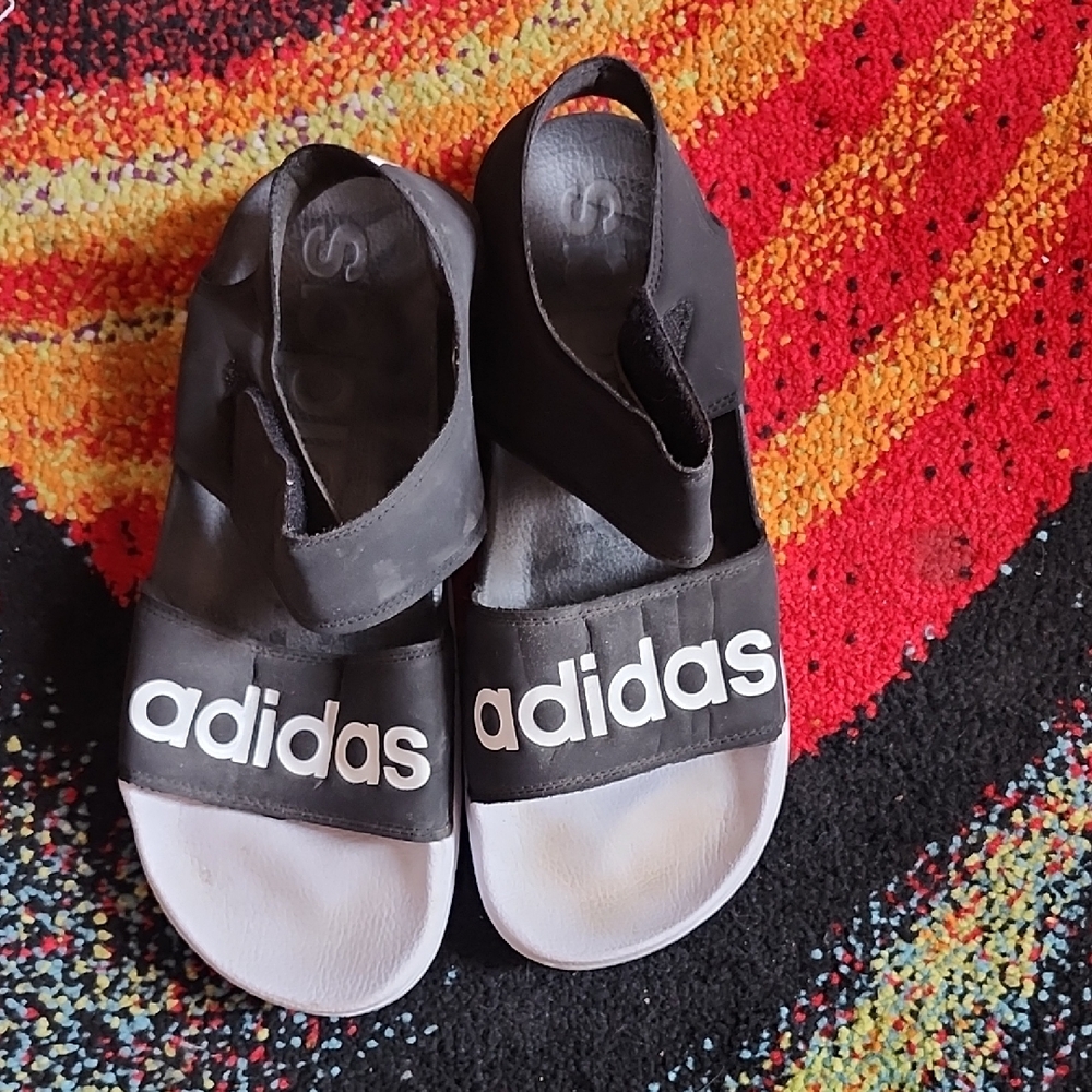Adidas Women Black and White Slip-On Sandals